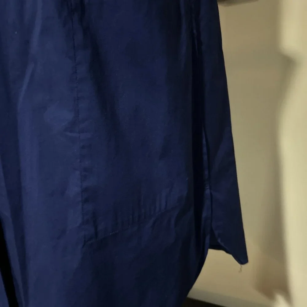 Per se By Carlisle Designer Luxurious Navy Sleeveless Shirt 14 Mandarin Collar - Picture 3 of 10